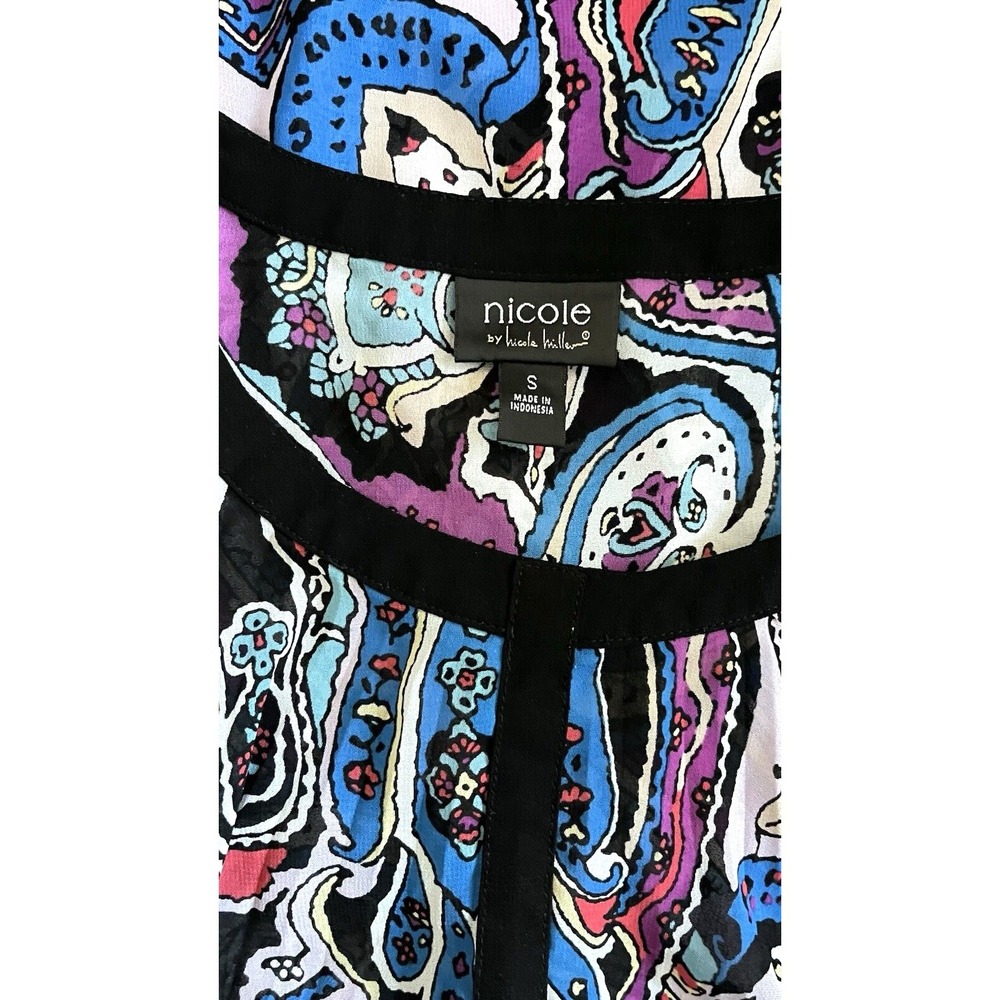 Nicole Miller Paisley Boho Blouse Women M Sleeveless Flowy Lightweight Festival - Picture 6 of 6